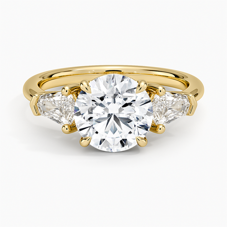 18K Yellow Gold Shield Cut Three Stone Diamond Ring (1/2 ct. tw.)