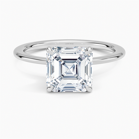 18K White Gold Petite Secret Halo Diamond Ring