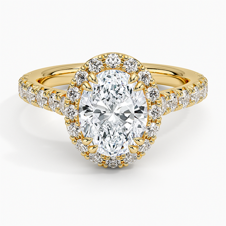 18K Yellow Gold Sienna Halo Half Coverage Diamond Ring