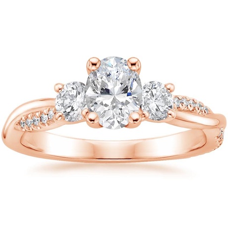 14K Rose Gold Three Stone Petite Twisted Vine Diamond Bridal Set (1/2 ct. tw.)