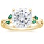 18K Yellow Gold Willow Ring With Lab Emerald Accents, smalltop view
