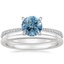 18K White Gold Elena Diamond Ring with Petite Comfort Fit Wedding Ring