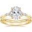 18K Yellow Gold Nadia Diamond Ring with Petite Curved Wedding Ring