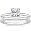 18K White Gold Freesia Ring with Petite Comfort Fit Wedding Ring