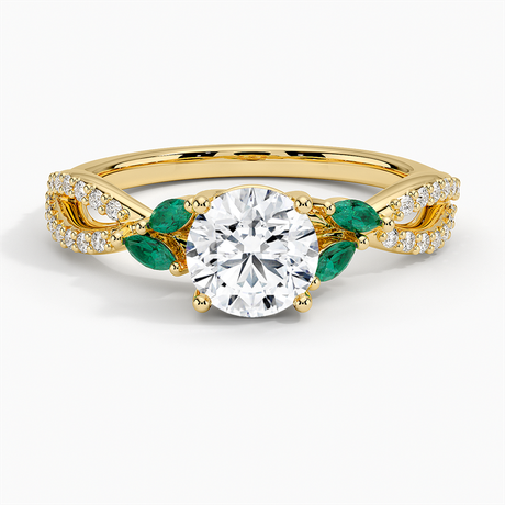 Luxe Willow Lab Emerald and Diamond Ring (1/8 ct. tw.)