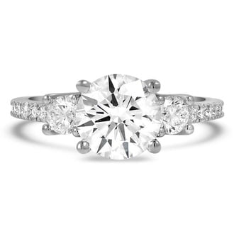 Custom Three Stone Pave Diamond Ring