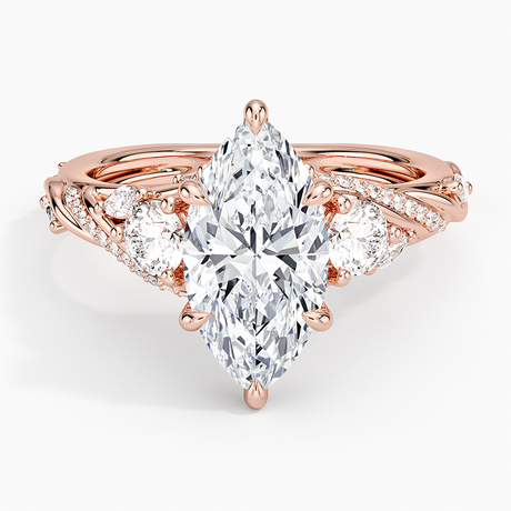 14K Rose Gold Begonia Vine Three Stone Diamond Ring (2/3 ct. tw.)