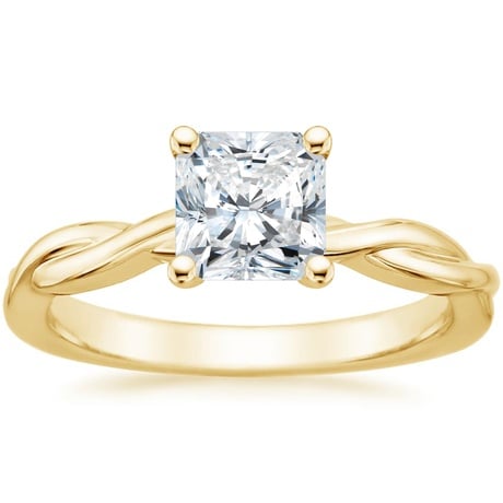 18K Yellow Gold Twisted Vine Ring with Petite Twisted Vine Diamond Ring (1/8 ct. tw.)