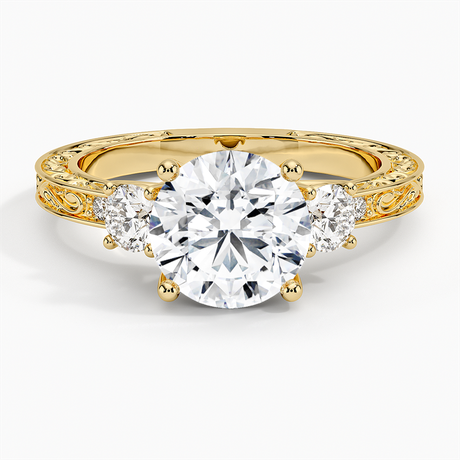 Antique Scroll Engraved Three Stone Diamond Ring (1/3 ct. tw.)