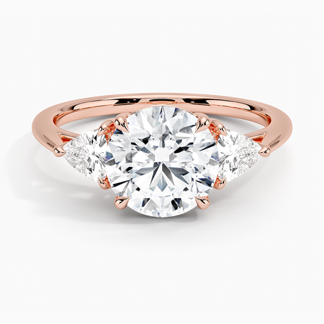 14K Rose Gold Luxe Trillion Cut Three Stone Diamond Ring