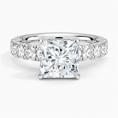 Luxe French Pave Diamond Engagement Ring