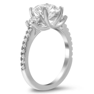 Custom Three Stone Pave Diamond Ring