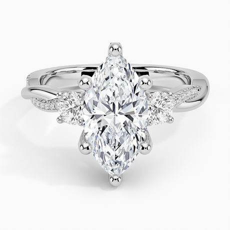 Nature Inspired Three Stone Diamond Engagement Ring