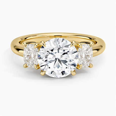 Faye Elongated Cushion Three Stone Diamond Ring