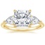 18K Yellow Gold Luxe Opera Three Stone Diamond Ring, smalltop view