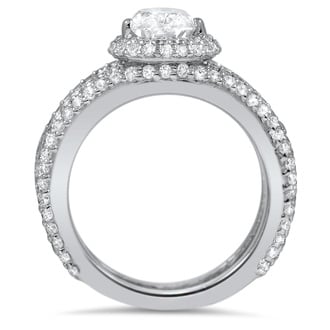 Custom Double Band Pave Halo Diamond Ring