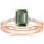 14K Rose Gold Nadia Diamond Ring with Petite Curved Wedding Ring