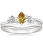 14K White Gold Arden Diamond Ring with Petite Curved Wedding Ring