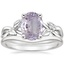 18K White Gold Budding Willow Ring with Petite Curved Wedding Ring