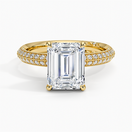18K Yellow Gold Tacori Sculpted Crescent Knife Edge Diamond Ring