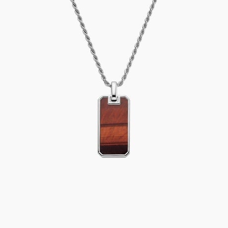 Tiger's Eye Tag Rope Chain Pendant