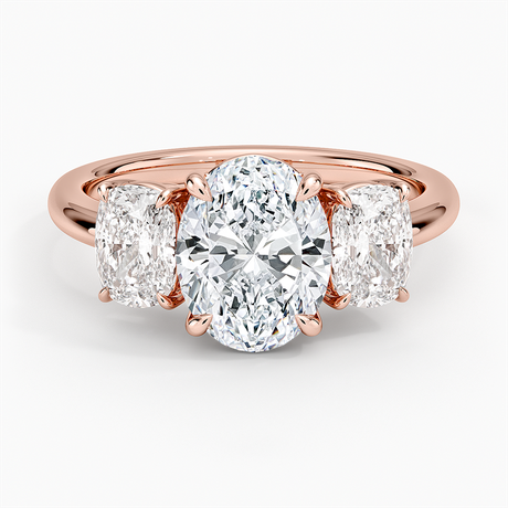 14K Rose Gold Luxe Faye Elongated Cushion Three Stone Diamond Ring (1 ct. tw.)