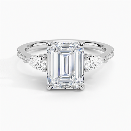 Platinum Opera Accented Three Stone Diamond Ring
