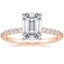14K Rose Gold Petite Shared Prong Half Coverage Diamond Ring, smalltop view