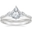 18K White Gold Adorned Opera Diamond Ring (1/2 ct. tw.) with Petite Curved Wedding Ring