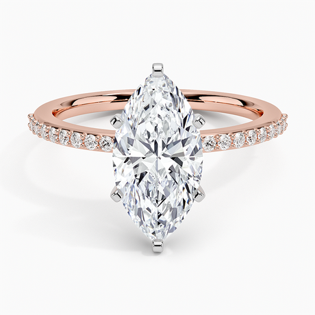 14K Rose Gold Delicate Shared Prong Diamond Ring