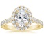 18K Yellow Gold Sienna Halo Half Coverage Diamond Ring, smalltop view