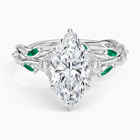 Platinum Secret Garden Lab Emerald and Diamond Ring (1/4 ct. tw.)