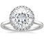18K White Gold Vienna Halo Diamond Ring, smalltop view
