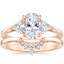 14K Rose Gold Luxe Trillion Cut Three Stone Diamond Ring with Lunette Diamond Ring