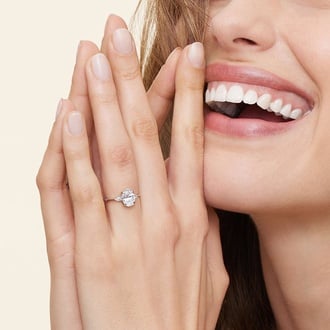 Aria Three Stone Included Ring with 2ct Round Lab Diamond Center Stone Included