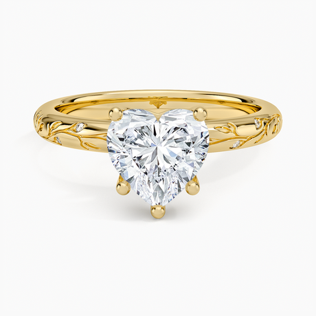 Verdure Engraved Diamond Solitaire Ring