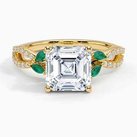Luxe Willow Lab Emerald and Diamond Ring (1/8 ct. tw.)