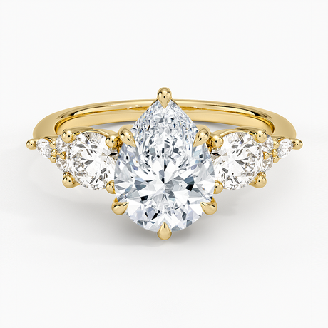 18K Yellow Gold Luxe Nadia Three Stone Diamond Ring