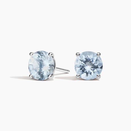 Aquamarine Solitaire Stud Earrings