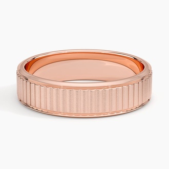 Fluted Textured Wedding Ring in 14K Rose Gold