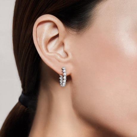 Angled Pear Lab Diamond Hoop Earrings