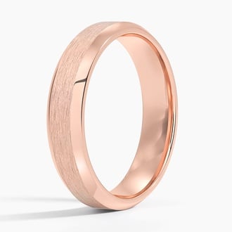 Beveled Edge Matte 5mm Wedding Ring in 14K Rose Gold