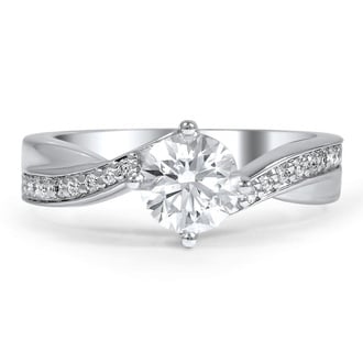 Custom Swept Compass Point Diamond Engagement Ring
