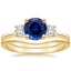 18K Yellow Gold Serena Diamond Ring with Petite Curved Wedding Ring