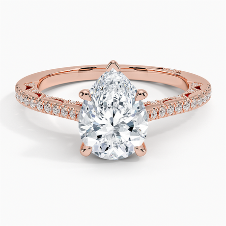 18K Rose Gold Tacori Lunetta Crescent Cathedral Diamond Ring