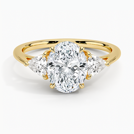 18K Yellow Gold Luxe Trillion Cut Three Stone Diamond Ring