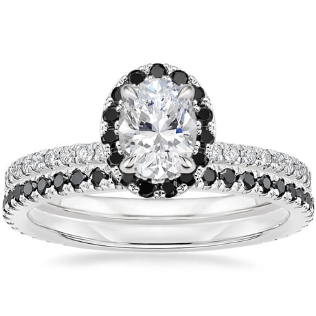 18K White Gold Waverly Diamond Ring with Black Diamond Accents with Luxe Ballad Black Diamond Ring