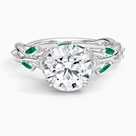 Platinum Secret Garden Lab Emerald and Diamond Ring (1/4 ct. tw.)