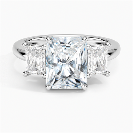 Platinum Luxe Helena Radiant-Cut Three Stone Diamond Ring