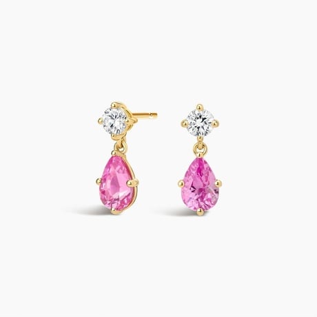 Pear Pink Lab Sapphire and Lab Diamond Drop Earrings (1/5 ct. tw.)